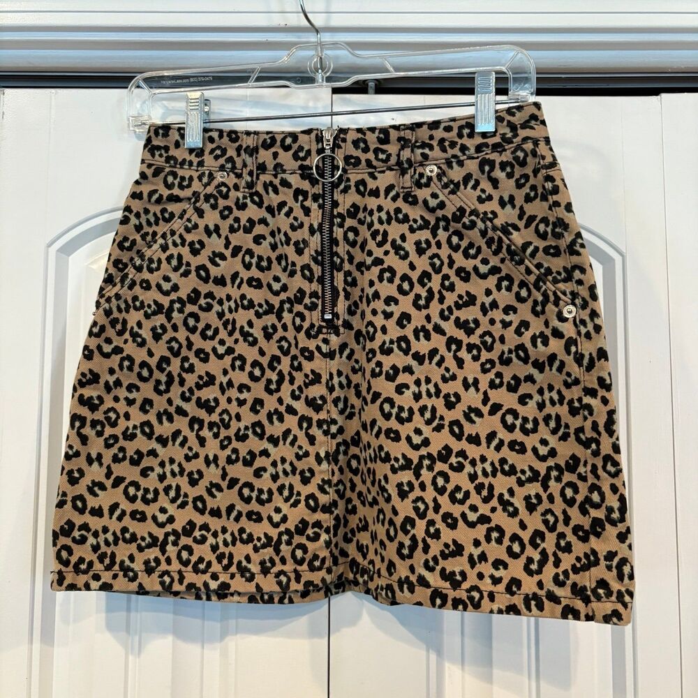Topshop Moto Tan Cheetah Print Mini Skirt Size 6‎